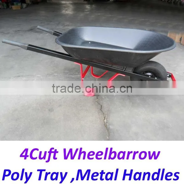 America 4Cuft Poly Tray Metal Handles Wheelbarrow for Gardenning photo-2