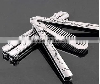 Wholesales Sliver Comb Multi Function Stainless Steel Trainer Tool Butterfly Comb