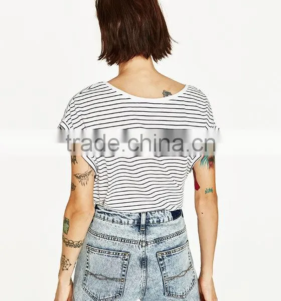 Custom Bulk Blank T-shirts Short Sleeve T-shirts 100% Cotton Striped Designs Wholesale Bamboo T-shirts photo-5