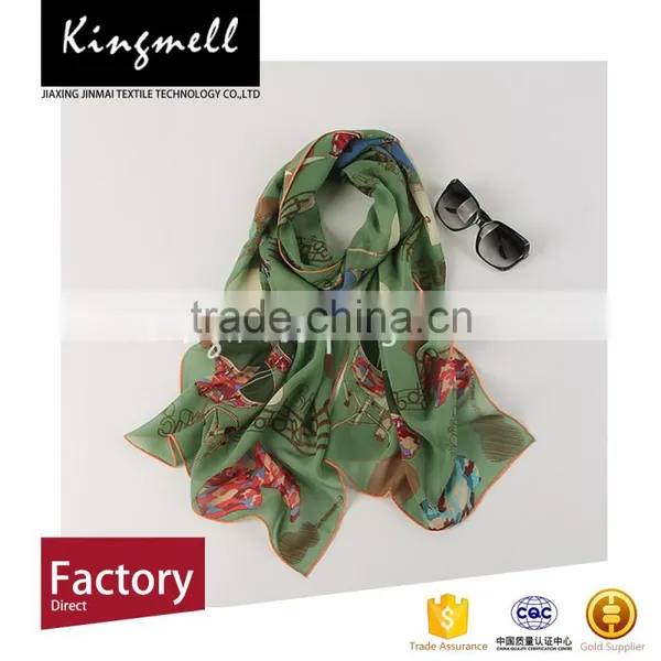 Eco-friendly Digital Print Fashion Design 100% Silk Scarves photo-2
