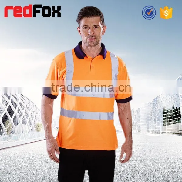 V-neck High Visibility T-shirt Low Price 100% Polyster Safety T-shirt for Running High Visibility Orange Safety T-shirts photo-4