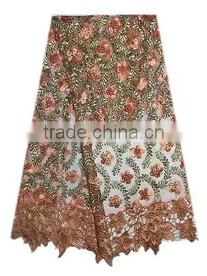 Fashiuonable African Women Wedding Dress Lace Sequined Tulle Lace With Stones FL1394 photo-4