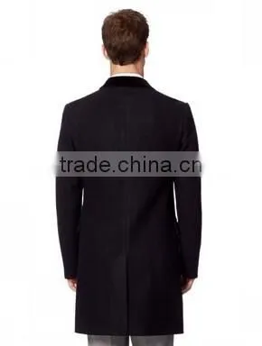 2014 Winter Season Hot Selling Fashion Design Black Lapel Slim Fit Mens Cashmere Men Coat photo-2