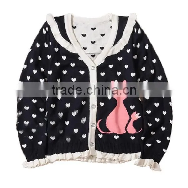 2015 New Design Girl Cardigan Sweater Scallop Trim Children Wear Cardigan photo-2