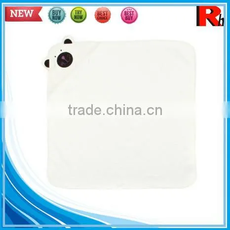 China Wholesale Supplier White Terry Applique Organic Cotton Baby Hooded Bath Towel Terry Towel With Dobby Border photo-2