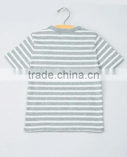 2017 China Clothing Supplier 100% Cotton Kids Light Stripe Boys T-Shirts Design photo-2