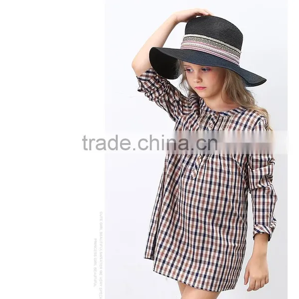 Latest Designs Fall Boutique Outfits Long Sleeve Girl Plaid Dress Wholesale Children's Boutique Clothing photo-3
