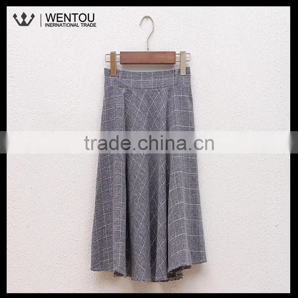 New Fashion Women Plaid Stretch Waist Pleated Skirt photo-5