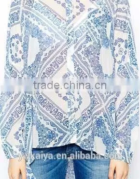 100% Cotton Artsy Chick Turkey Pattern Women Blouse photo-2