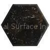 Black Seamless Hexagon Marble Acrylic Solid Surface Sheet Windowsill / Wall Tiles