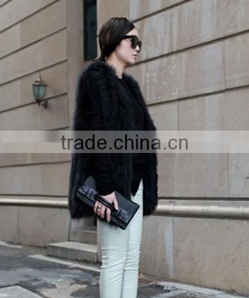 YR205 Europe Hot Selling Winter Real Raccoon Fur Vest/Dyed Hand Knitted Fur Vest photo-2