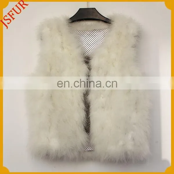 2015 Newest Design Brief Style Women Real Turkey Feather Vest Spring Coat photo-3