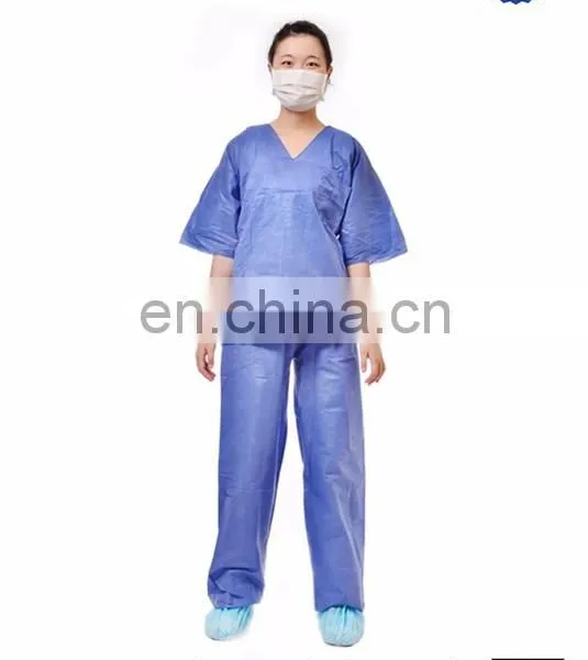 White Dark Blue Single Use Non Woven Scrub Suit From Xiantao Supplier photo-2