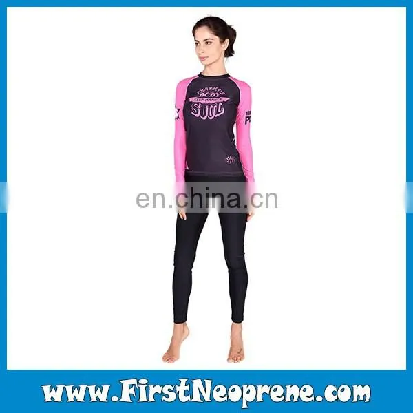 Pink Long Sleeve Lycra Top Quality Rash Guards For Women photo-5
