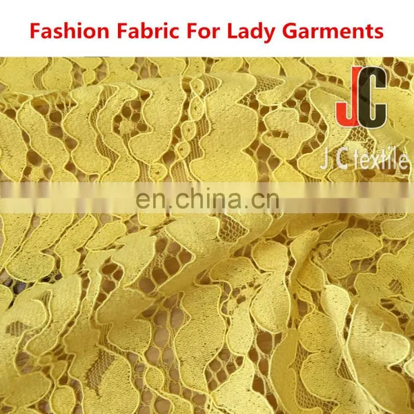 Shaoxing JC052 T/C Nylon Cotton High Quality Yellow Lace Fabric photo-3