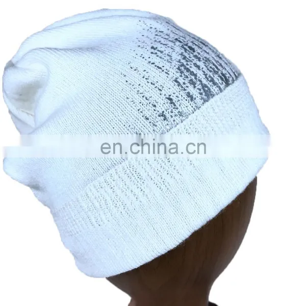 Custom Brand Logo Womens White Knitted Beanie Hat for Women photo-5