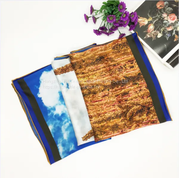 Customized Design Digital Print 100% 12mm Fashion Lady Silk Scarf photo-4