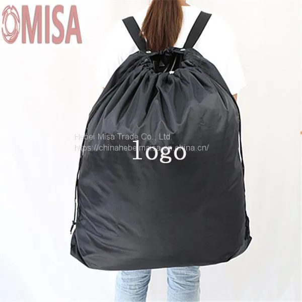 Large Capacity Laundry Backpack Bag Over the Door Hanging Laundry Hamper With Stainless-Steel Hooks 2 in 1 Laundry Bag for School Dormitory, Camping,Laundry Room, Outdoor Travel, Black photo-5