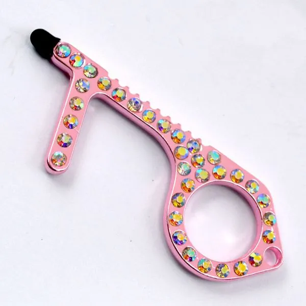 No Touch Keychain Contactless Door Opener With Colorful Diamonds photo-4