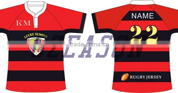 High Quality OEM Design Pattern Striped Rugby Jersey for Tournament Training photo-4