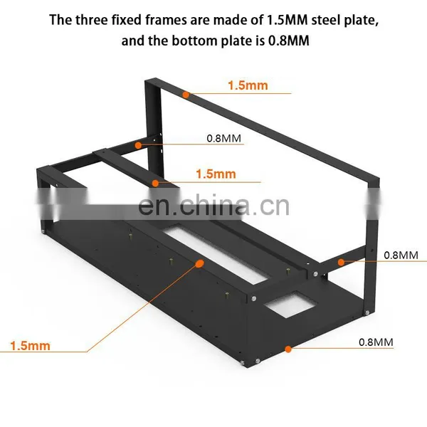 Hot Selling Motherboard Rig Frame 8 GPU Steel Open Air Frame Chassis For Motherboard Case Rack photo-3