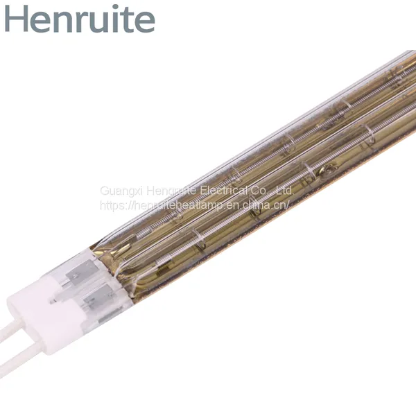 Shortwave 3000W 400V 1100Mm Double Semi Plated Gold Tube Ceramic Heating Lamp Ir Halogen Infrared Lamp Gold Lamp photo-3