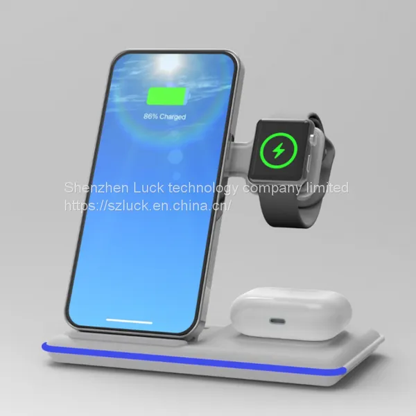 Станция зарядки для нескольких устройств Apple, складной трехв одном быстрый беспроводной держатель-зарядная станция для iPhone 14, 13, 12, 11, Pro, X, XS, 8 Plus, Apple Watch Series 8, 7, 6, SE, 5, 4, 3, 2 и AirPods 3/2/Pro с адаптером
