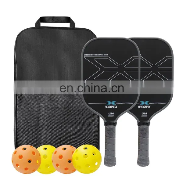 Pickleball Paddles Set Rackets Wood With 4 Balls Carry Bag for Adults Kids Women Men Pickleball Rackets Outdoor Training Sports