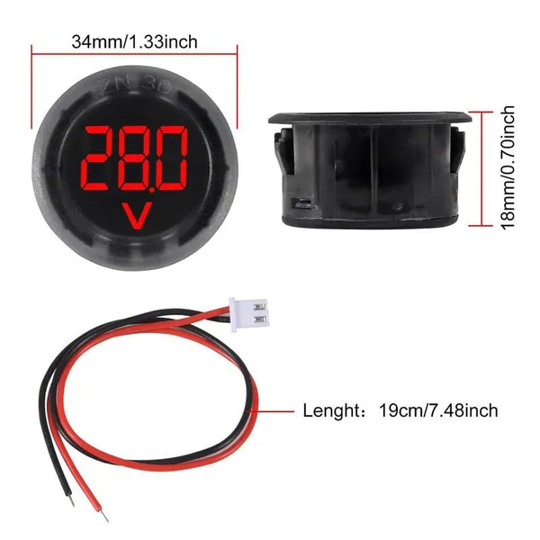 12V Car Battery Monitor DC 4-100V Digital Voltmeter With LED Display for Automotive Use