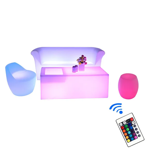 Luxury American Diner Luminous Two Seat Bar Set Dining Lounge Night Club Outdoor Hotel Furniture Party LED Eco-Friendly Water