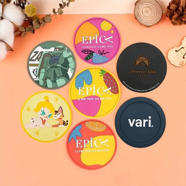 Wholesale Custom Silicone Drink Coasters Premium Promotional Soft PVC Rubber Cup Mats With Private Label Brand Logo