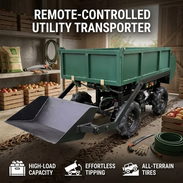 Remote Control Electric Dumper Transporter With Range Extender for Farm Orchard and Construction Material