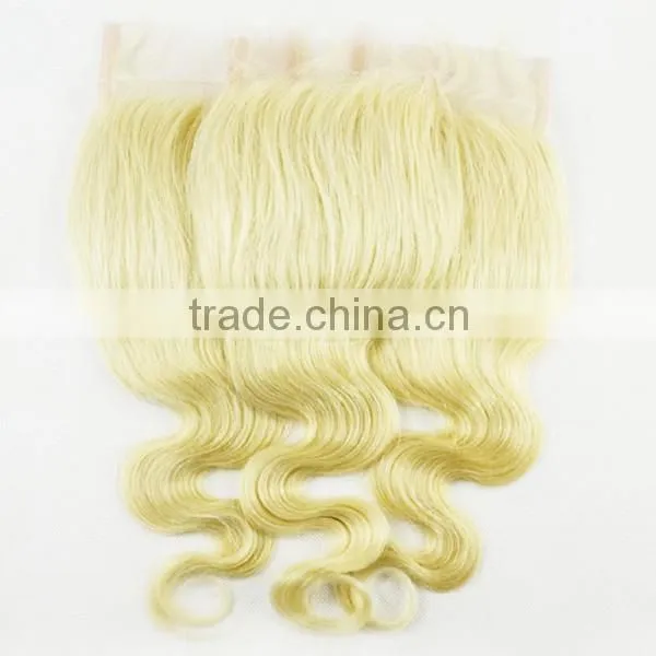 Lace Closure Blonde Hair Bundles With Lace Closure Virgin Hair Silk Base Free Part Closure photo-2