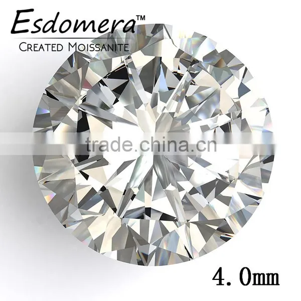 4.0mm Wholesale Esdomera White Color Moissanite Loose Stones Round Brilliant Synthetic Moissanite