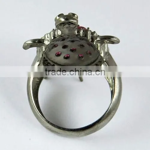Tortoise Ruby & Diamond 925 Sterling Silver Jewelry, Handmade Silver Jewellery, Silver Jewellery India photo-5