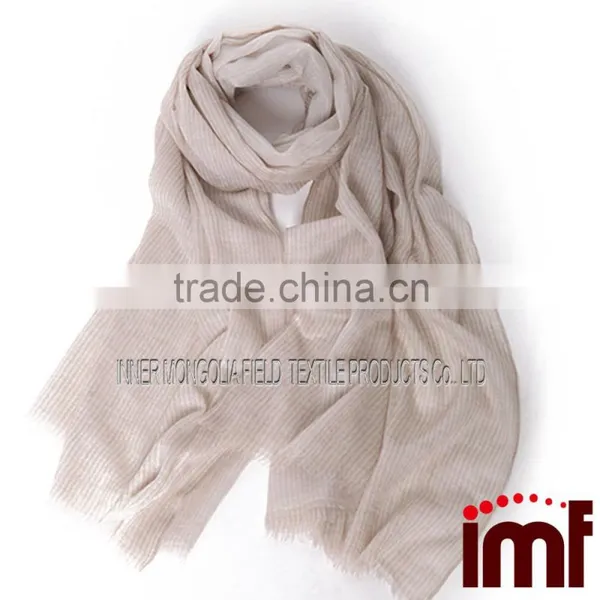 Peach And Grey Stripe Cashmere Shawl photo-2