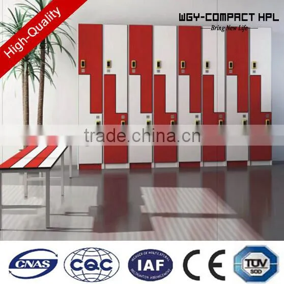 Cheap price wooden color one door waterproof hpl sports stadium locker with electronic lock