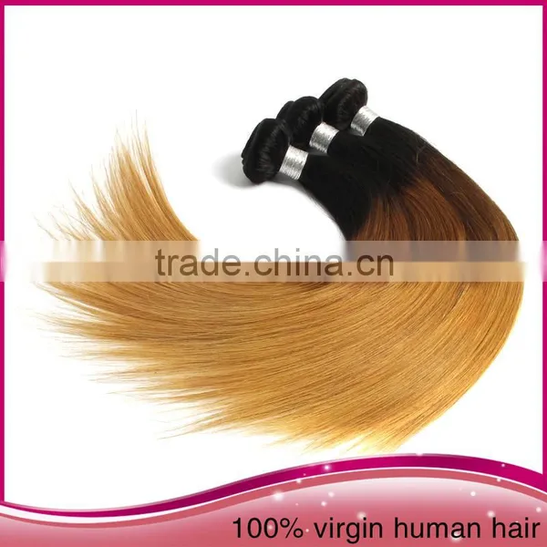 22"Ombre Straight Wave Human Hair Brazilian Italian Weave Human Hair Extension photo-3