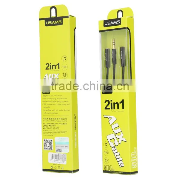 USAMS 50cm Hifi Rca Jack Cable Female to 3.5 Male Stereo Audio Cable Extension Aux Cable for IPhone 6s Headphone Speaker MT-5750 photo-6