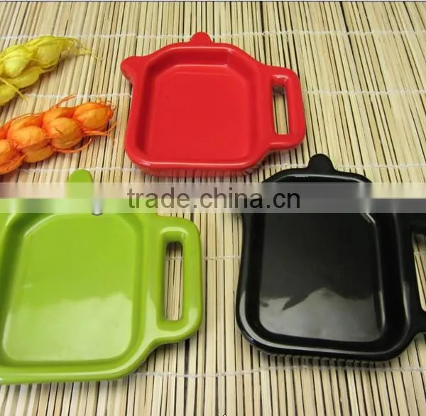 Colorful Tea Pot Shape Ceramic Teabag Holder