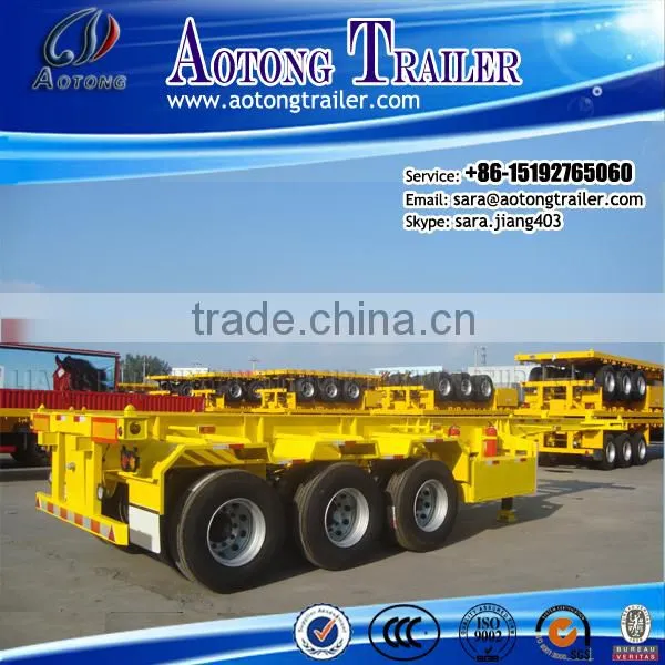 Factory Price Aotong 3 Axles 40 ft Skeleton Container Trailer , 20 ft Skeleton Semi Trailer Container Chassis photo-4