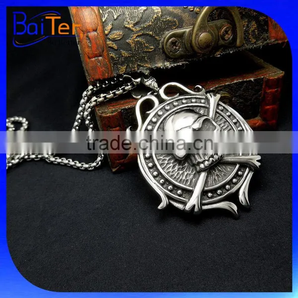 Custom Vintage Rock Punk Gothic Style Stainless Steel Skull Pendant,Titanium Skull Jewelry Wholesale photo-2