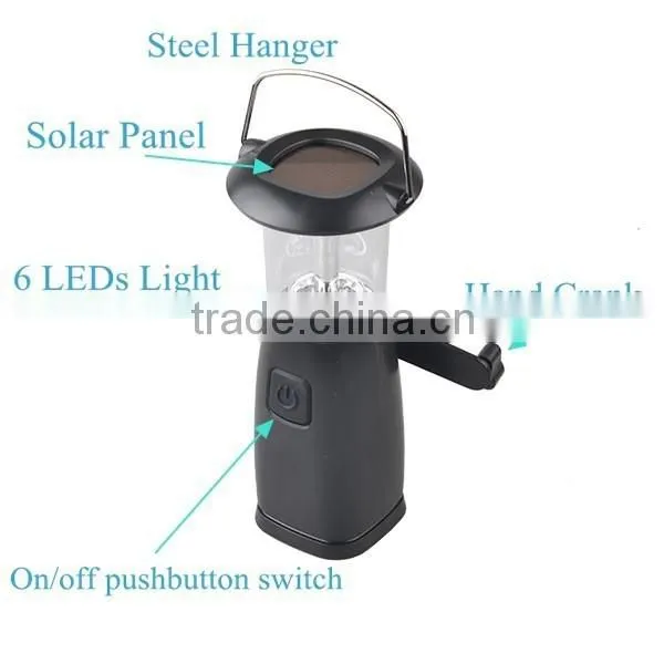 Popular Rechargeable 6 LED Solar Power Hand Cranking Dynamo Lantern photo-5