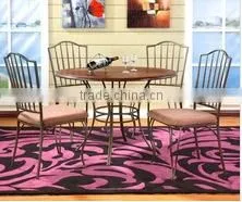 Wrought Iron Dining Chair Back And Round Wooden Dining Table