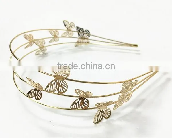 Graceful Gold Metal Headband With Butterfly photo-4