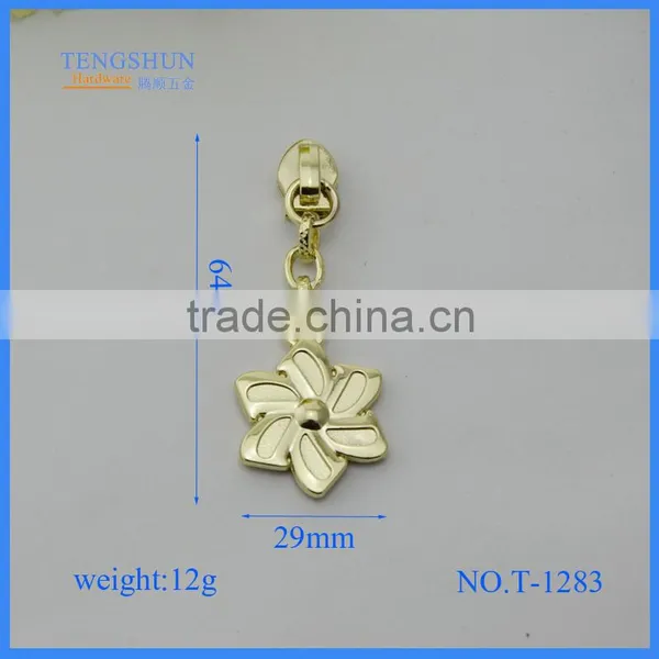 New Style Zipper Puller for Purse the Metle Flower Shape Zipper for Handbag Wholesale