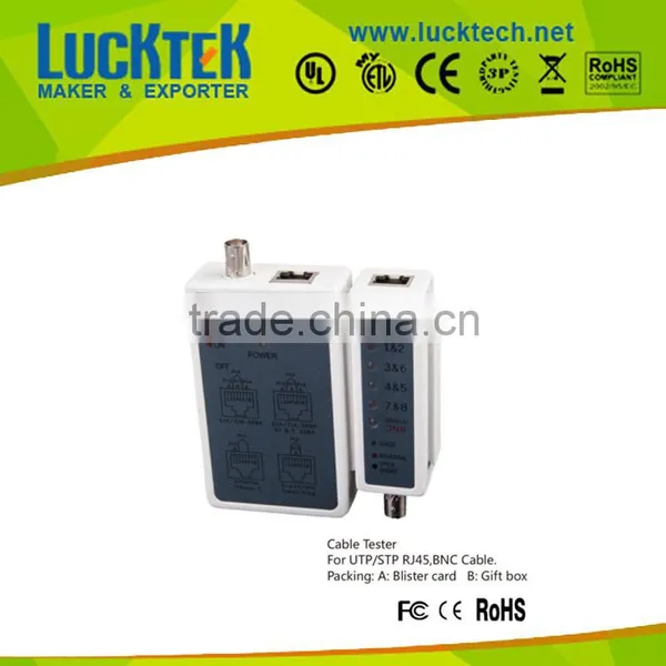 Cable Tester for UTP/ FTP CAT5E / CAT6 Cable. BNC Cable and Telephone Cable