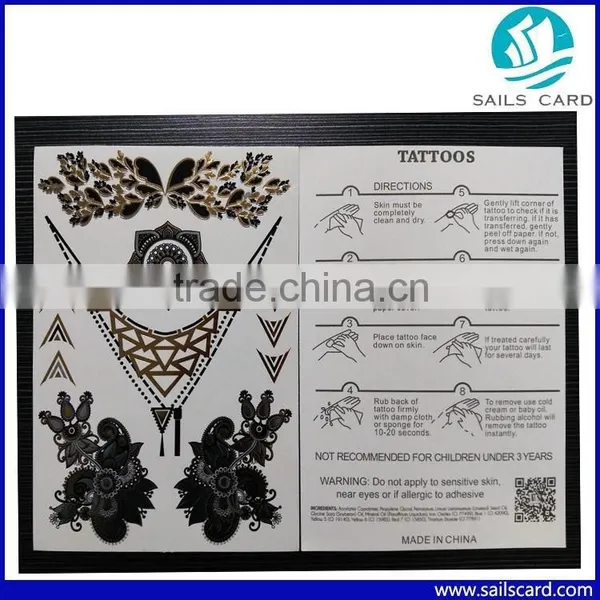 Adult Temporary Waterproof Tattoo Body Art Gold Foil Rose Designer Decal Tattoo Sticker