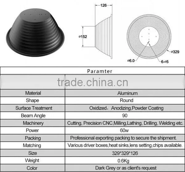 60w LED High Bay Light Cover Aluminum Lamp Reflector Shade photo-2