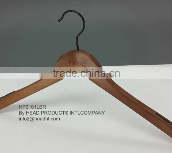 HH Brand Basic Natural Shirt Wood Hangers in Black Natural Walnut Color With Chrome Hook photo-3